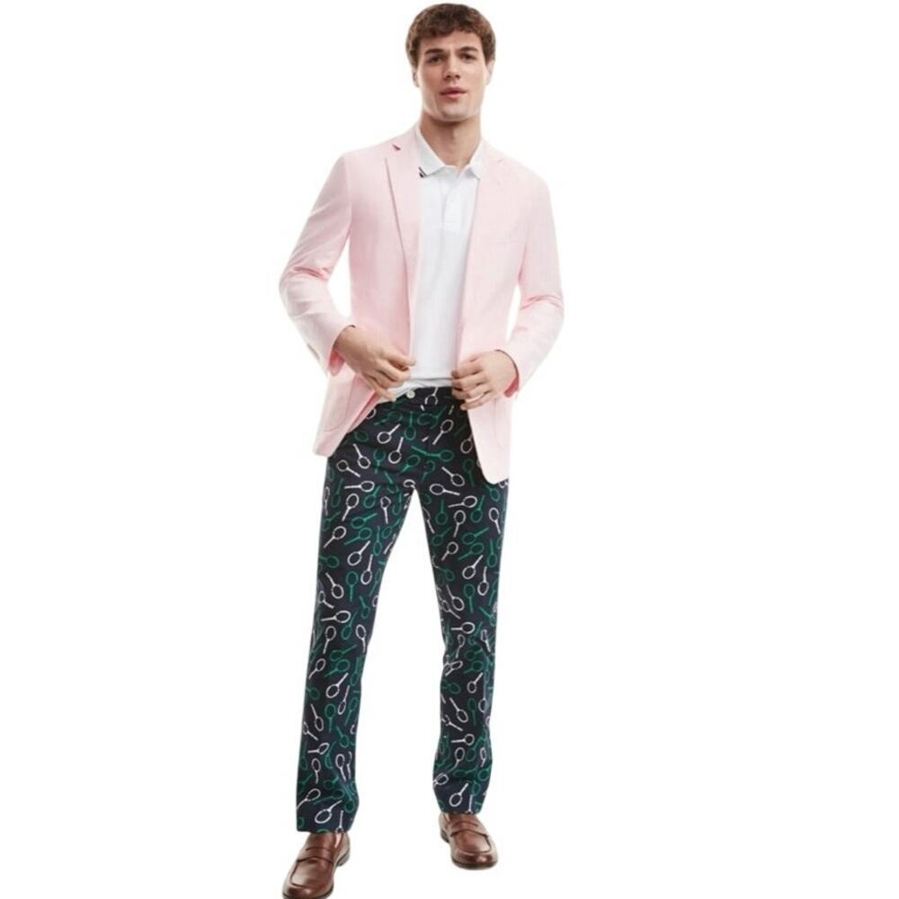 Brooks Brothers Milano Fit Golf Chino Pants Tennis Print Mens 34x30 Preppy NWOT